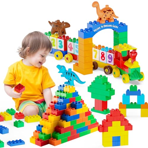 ANPCSO BLOQUES DE CONSTRUCCIÓN PARA NIÑOS PEQUEÑOS DE 2 A 5 AÑOS INCLUYENDO AUTOS DE DINOSAURIOS JUEGO DE LADRILLOS - 1