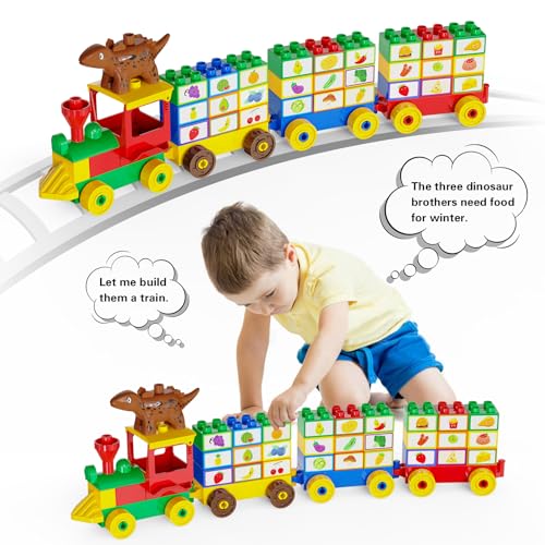 ANPCSO BLOQUES DE CONSTRUCCIÓN PARA NIÑOS PEQUEÑOS DE 2 A 5 AÑOS INCLUYENDO AUTOS DE DINOSAURIOS JUEGO DE LADRILLOS - 2