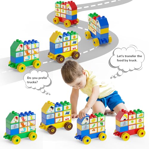 ANPCSO BLOQUES DE CONSTRUCCIÓN PARA NIÑOS PEQUEÑOS DE 2 A 5 AÑOS INCLUYENDO AUTOS DE DINOSAURIOS JUEGO DE LADRILLOS - 3
