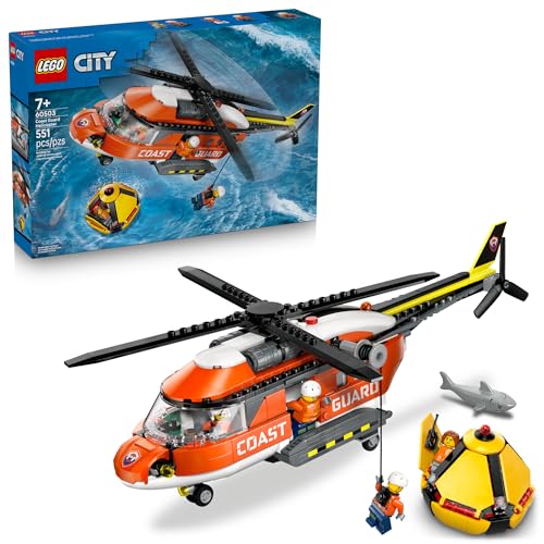 LEGO CITY COAST GUARD HELICÓPTERO DE JUGUETE DE CONSTRUCCIÓN PARA NIÑOS JUEGO DE RESPUESTA DE EMERGENCIA PARA NIÑOS Y NIÑAS - 1
