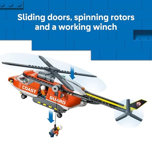 LEGO CITY COAST GUARD HELICÓPTERO DE JUGUETE DE CONSTRUCCIÓN PARA NIÑOS JUEGO DE RESPUESTA DE EMERGENCIA PARA NIÑOS Y NIÑAS - 3
