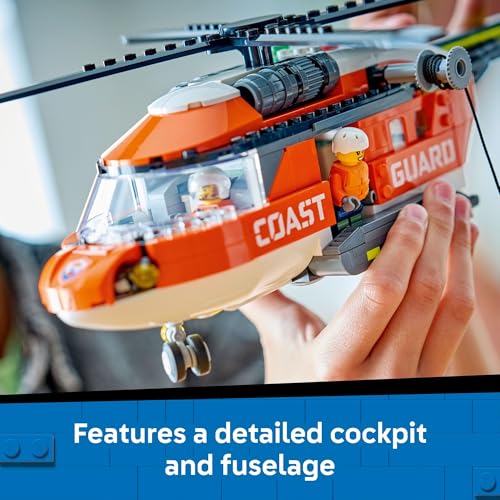LEGO CITY COAST GUARD HELICÓPTERO DE JUGUETE DE CONSTRUCCIÓN PARA NIÑOS JUEGO DE RESPUESTA DE EMERGENCIA PARA NIÑOS Y NIÑAS - 4
