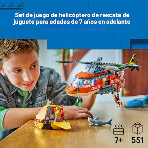 LEGO CITY COAST GUARD HELICÓPTERO DE JUGUETE DE CONSTRUCCIÓN PARA NIÑOS JUEGO DE RESPUESTA DE EMERGENCIA PARA NIÑOS Y NIÑAS, - 7