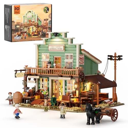 FUNWHOLE CONJUNTO DE LADRILLOS PARA CONSTRUCCIÓN DE ILUMINACIÓN DE TIENDA GENERAL DEL OESTE 1895 PIEZAS LA COLECCIÓN DE CIUDAD - 1