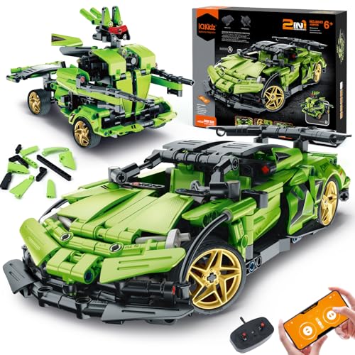 IQKIDZ KIT DE BLOQUES DE CONSTRUCCIÓN STEM PARA NIÑOS AUTO DE CARRERAS CON CONTROL REMOTO Y ROBOT DE JUGUETE 2 EN 1 GRAN REGALO - 1