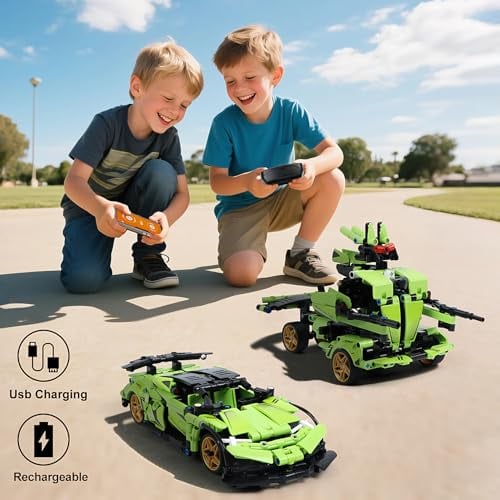 IQKIDZ KIT DE BLOQUES DE CONSTRUCCIÓN STEM PARA NIÑOS AUTO DE CARRERAS CON CONTROL REMOTO Y ROBOT DE JUGUETE 2 EN 1 GRAN REGALO - 4