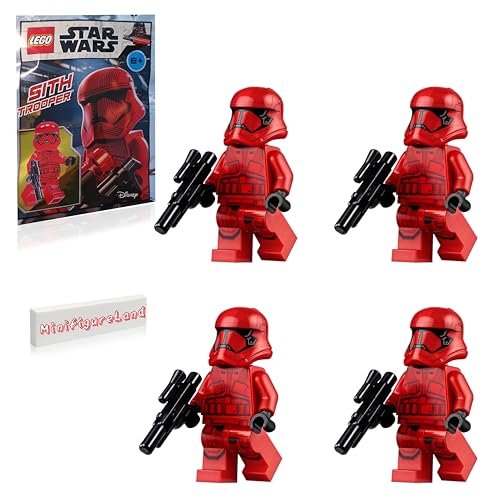 LEGO STAR WARS EPISODIO 9 MINIFIGURA THE RISE OF SKYWALKER SOLDADO SITH ROJO CON BLASTER Y AZULEJOS MINIFIGURELAND PAQUETE DE 4 - 1