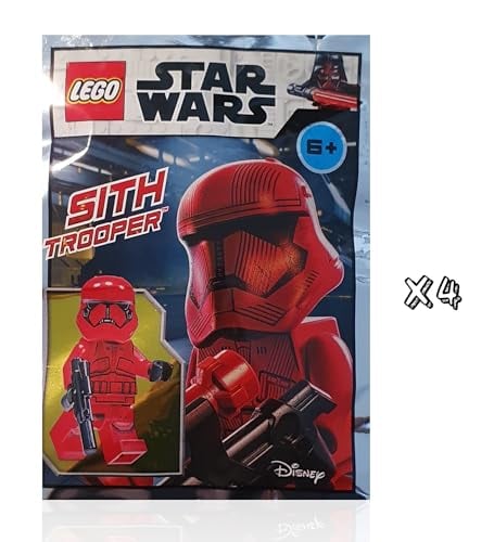 LEGO STAR WARS EPISODIO 9 MINIFIGURA THE RISE OF SKYWALKER SOLDADO SITH ROJO CON BLASTER Y AZULEJOS MINIFIGURELAND PAQUETE DE 4 - 3
