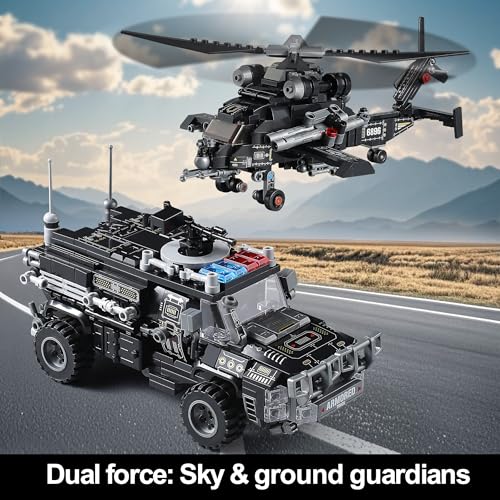 CONJUNTOS DE CONSTRUCCIÓN DE MECHAS DE POLICÍA SWAT COMPATIBLES CON LEGO CAMIONES Y HELICÓPTEROS DE POLICÍA TRANSFORMABLES - 3