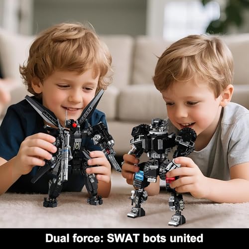 CONJUNTOS DE CONSTRUCCIÓN DE MECHAS DE POLICÍA SWAT COMPATIBLES CON LEGO CAMIONES Y HELICÓPTEROS DE POLICÍA TRANSFORMABLES - 6