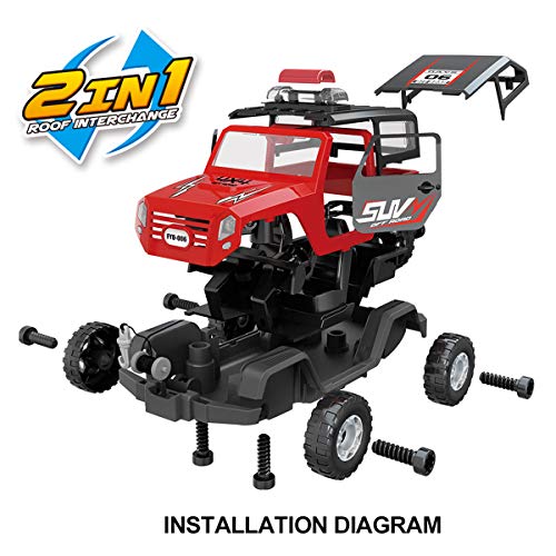 FYD JUEGO DE CONSTRUCCIÓN DE DESMONTAJE 2EN1 JEEP CON JUEGO DE MONTAJE STEM PARA APRENDER JUGANDO CON TALADRO FUNCIONAL - 5