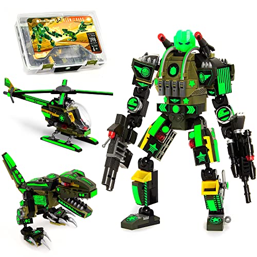 JITTERYGIT CONJUNTO DE JUGUETES DE REGALO CON MECH DE ROBOT DEL EJÉRCITO HELICÓPTERO MILITAR CREATIVO STEM KIT DE BLOQUES - 1