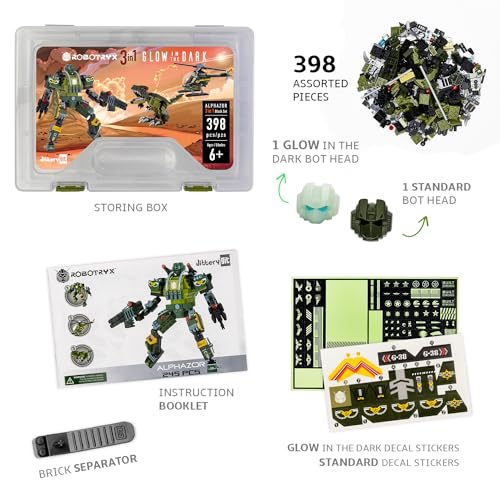 JITTERYGIT CONJUNTO DE JUGUETES DE REGALO CON MECH DE ROBOT DEL EJÉRCITO HELICÓPTERO MILITAR CREATIVO STEM KIT DE BLOQUES - 5