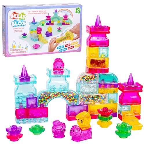 JELLY BLOX SET DE CASTILLO CLÁSICO INCLUYE 45 PIEZAS BLOQUES DE CONSTRUCCIÓN PARA NIÑOS PEQUEÑOS Y PREESCOLARES QUE PUEDEN - 1