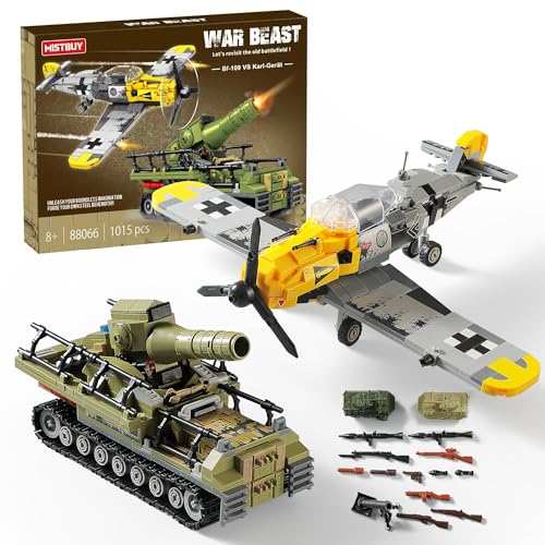 CONJUNTOS DE CONSTRUCCIÓN DE JUGUETES MILITARES DE LA SEGUNDA GUERRA MUNDIAL COMPATIBLES CON LEGO CREA UN CAZA BF109 Y UN TANQUE - 1