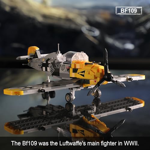 CONJUNTOS DE CONSTRUCCIÓN DE JUGUETES MILITARES DE LA SEGUNDA GUERRA MUNDIAL COMPATIBLES CON LEGO CREA UN CAZA BF109 Y UN TANQUE - 3