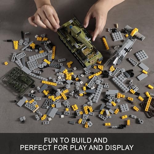 CONJUNTOS DE CONSTRUCCIÓN DE JUGUETES MILITARES DE LA SEGUNDA GUERRA MUNDIAL COMPATIBLES CON LEGO CREA UN CAZA BF109 Y UN TANQUE - 6