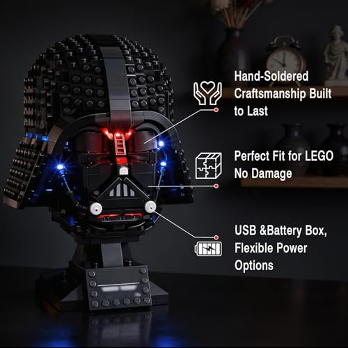 VAODEST LUZ LED PARA CASCO LEGO DARTH VADER 75304 DISEÑO Y CONFIGURACIÓN COMPATIBLE CON EL MODELO 75304 SOLO LUZ LED NO KIT - 5