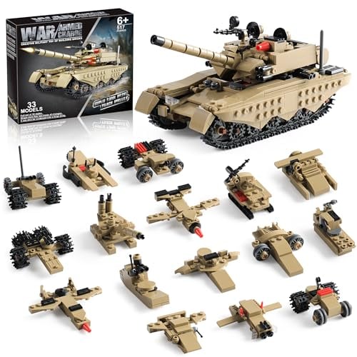 ARMY TANK JUEGO DE BLOQUES DE CONSTRUCCIÓN COMPATIBLE CON LEGO 517 PIEZAS DE JUGUETE MILITAR PARA NIÑOS CONSTRUYE 1 TANQUE O 16 - 1
