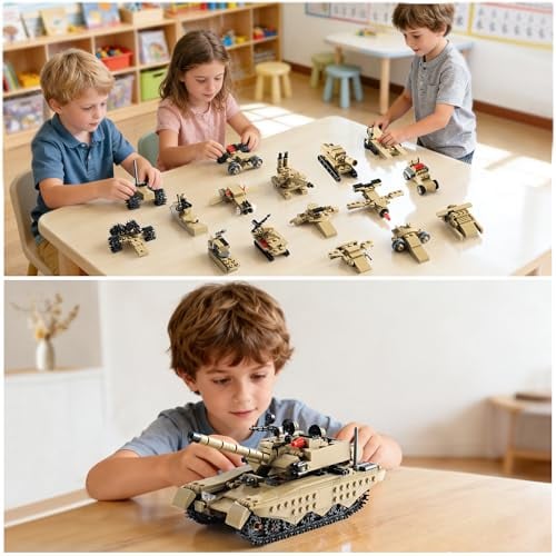 ARMY TANK JUEGO DE BLOQUES DE CONSTRUCCIÓN COMPATIBLE CON LEGO 517 PIEZAS DE JUGUETE MILITAR PARA NIÑOS CONSTRUYE 1 TANQUE O 16 - 4