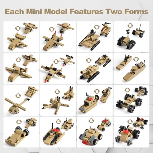 ARMY TANK JUEGO DE BLOQUES DE CONSTRUCCIÓN COMPATIBLE CON LEGO 517 PIEZAS DE JUGUETE MILITAR PARA NIÑOS CONSTRUYE 1 TANQUE O 16 - 6