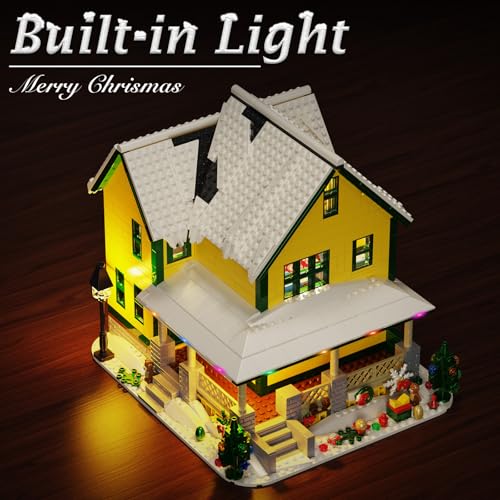 SET DE CONSTRUCCIÓN DE CASA NAVIDEÑA CON LUZ BLOQUES DE CASA DE NIEVE DE PELÍCULA DE HISTORIA COMPATIBLE CON EL KIT DE CASA - 5