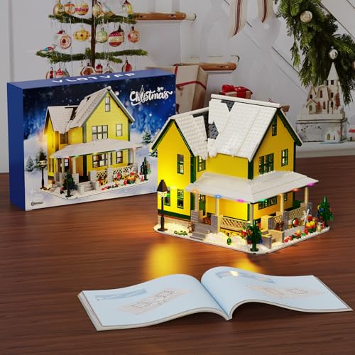 SET DE CONSTRUCCIÓN DE CASA NAVIDEÑA CON LUZ BLOQUES DE CASA DE NIEVE DE PELÍCULA DE HISTORIA COMPATIBLE CON EL KIT DE CASA - 6