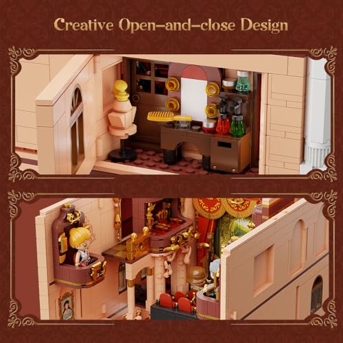 PANTASY JUEGO DE CONSTRUCCIÓN DE TEATRO GRANDE EUROPEO VINTAGE MODELO MODULAR CON CANDELABRO DE CRISTAL CÚPULA TRANSPARENTE - 4