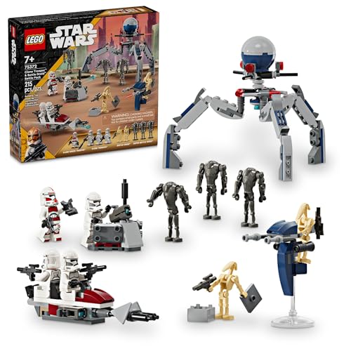 LEGO STAR WARS 75372 PAQUETE DE BATALLA DE SOLDADO CLON Y DROIDE DE BATALLA PARA NIÑOS VEHÍCULO DE BICICLETA SPEEDER DE JUGUETE - 1