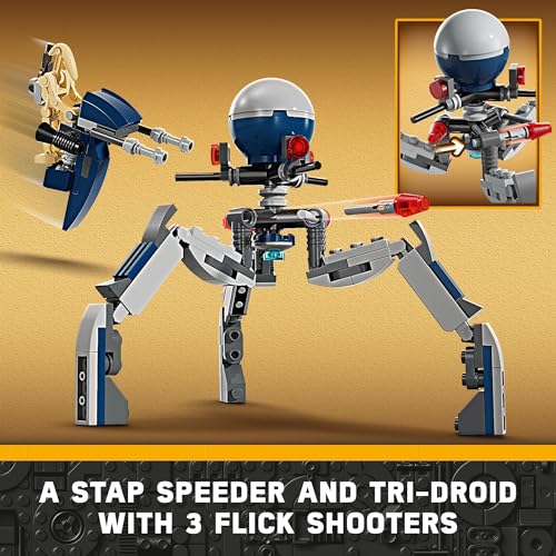 LEGO STAR WARS 75372 PAQUETE DE BATALLA DE SOLDADO CLON Y DROIDE DE BATALLA PARA NIÑOS VEHÍCULO DE BICICLETA SPEEDER DE JUGUETE - 6