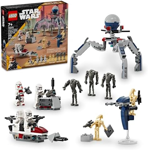 LEGO STAR WARS 75372 - PAQUETE DE BATALLA DE SOLDADO CLON Y DROIDE DE BATALLA PARA NIÑOS, VEHÍCULO DE BICICLETA SPEEDER - 7