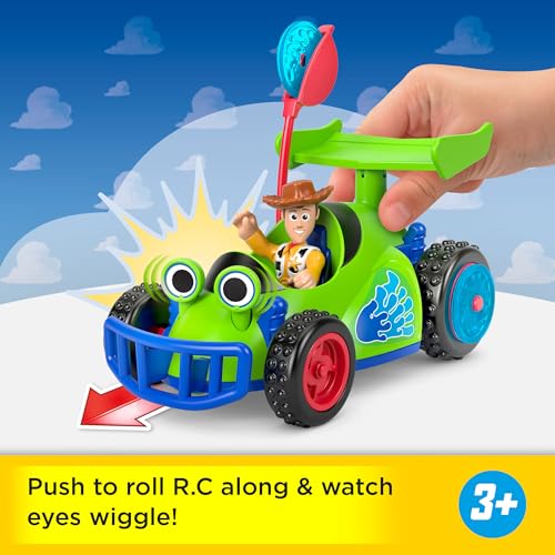 FISHERPRICE IMAGINEXT WOODY RC JUEGO DE JUEGO CON FIGURA DE ACCIÓN DE 3 PULGADAS VEHÍCULO DE JUGUETE RC Y 2 PROYECTILES - 3