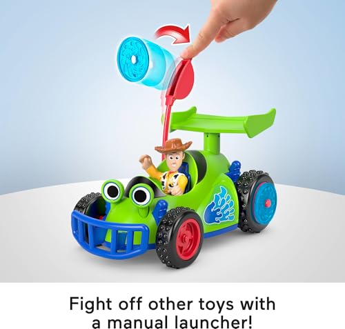 FISHERPRICE IMAGINEXT WOODY RC JUEGO DE JUEGO CON FIGURA DE ACCIÓN DE 3 PULGADAS VEHÍCULO DE JUGUETE RC Y 2 PROYECTILES - 4