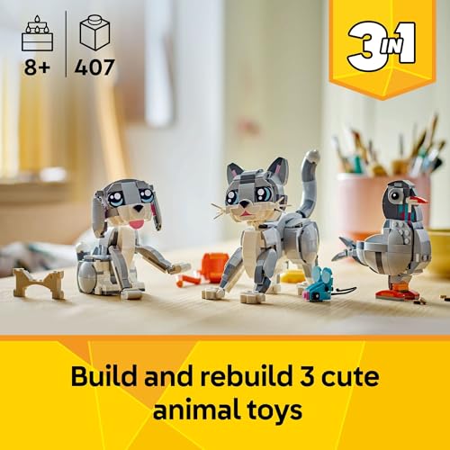 LEGO CREATOR 3 EN 1 JUGUETE DE GATO JUGUETÓN JUGUETE DE CONSTRUCCIÓN CON 3 OPCIONES DE CONSTRUCCIÓN GATO PERRO O PALOMA - 2