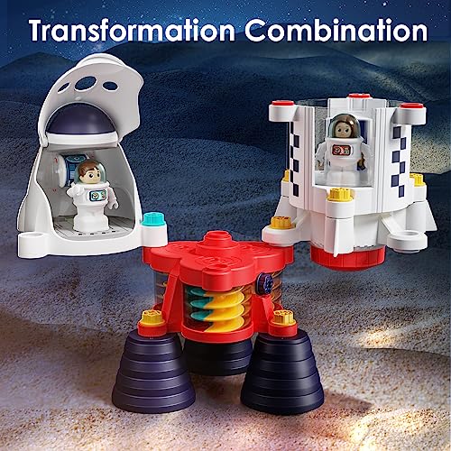 IPLAY ILEARN JUGUETES DE COHETE DEL ESPACIO EXTERIOR JUEGO DE NAVE ESPACIAL PARA NIÑOS CON TRANSBORDADOR ESPACIAL TALADRO - 4