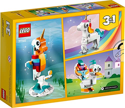 LEGO CREATOR 31140 JUGUETE MÁGICO DE UNICORNIO 3 EN 1 SE TRANSFORMA EN CABALLITO DE MAR A PAVO REAL FIGURAS DE ANIMALES - 2