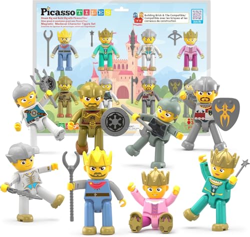 PICASSO TOYS FIGURAS DE ACCIÓN MAGNÉTICAS REY MEDIEVAL Y CABALLEROS PERSONAJES PARA BLOQUES DE CONSTRUCCIÓN BALDOSAS - 1