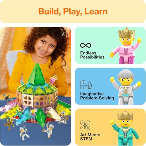 PICASSO TOYS FIGURAS DE ACCIÓN MAGNÉTICAS REY MEDIEVAL Y CABALLEROS PERSONAJES PARA BLOQUES DE CONSTRUCCIÓN BALDOSAS - 4