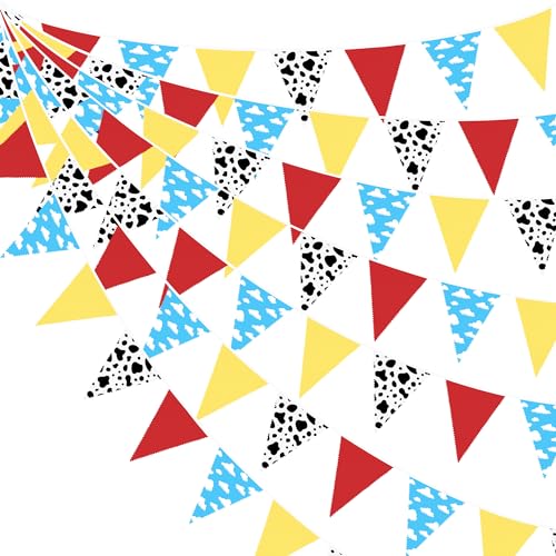 DECORACIONES DE FIESTA DE HISTORIAS DE DIBUJOS ANIMADOS DE 32 PIES COLOR ROJO AZUL AMARILLO JUGUETE TEMÁTICO PANCARTA DE TELA - 1