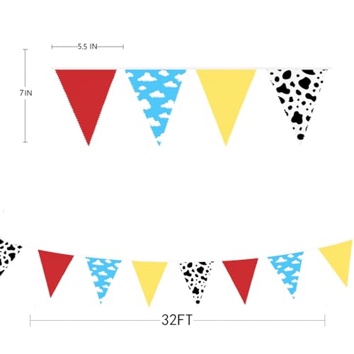 DECORACIONES DE FIESTA DE HISTORIAS DE DIBUJOS ANIMADOS DE 32 PIES COLOR ROJO AZUL AMARILLO JUGUETE TEMÁTICO PANCARTA DE TELA - 3