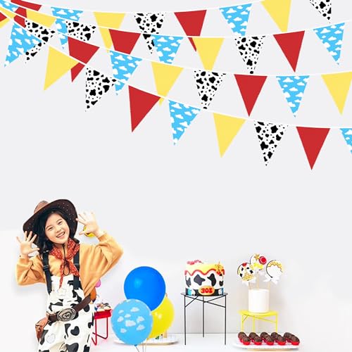 DECORACIONES DE FIESTA DE HISTORIAS DE DIBUJOS ANIMADOS DE 32 PIES COLOR ROJO AZUL AMARILLO JUGUETE TEMÁTICO PANCARTA DE TELA - 7