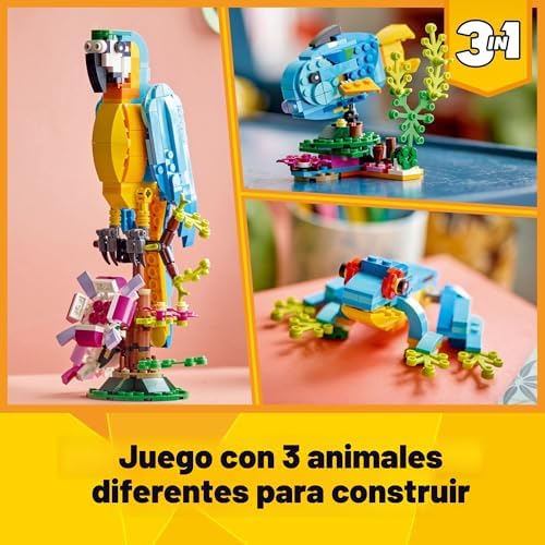 LEGO CREATOR 31136 - JUEGO DE JUGUETES DE CONSTRUCCIÓN DE LORO EXÓTICO 3 EN 1, SE TRANSFORMA EN 3 FIGURAS DE ANIMALES - 7