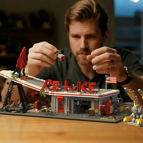 JUEGO DE LADRILLOS DE CONSTRUCCIÓN DE ESTACIÓN DE GASOLINA JUEGO Y ESCENAS DE SERIES DE TELEVISIÓN COLECCIÓN MODULAR - 4