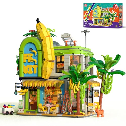 BANANA SHOP HOUSE JUEGO DE CONSTRUCCIÓN DE LA CIUDAD JUGUETE DE ARQUITECTURA MODULAR DE CASA CREATIVA CON LUCES LED KIT - 1