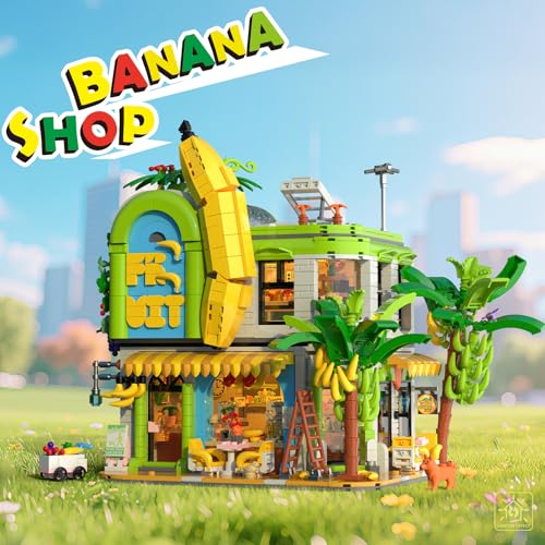 BANANA SHOP HOUSE JUEGO DE CONSTRUCCIÓN DE LA CIUDAD JUGUETE DE ARQUITECTURA MODULAR DE CASA CREATIVA CON LUCES LED KIT - 2