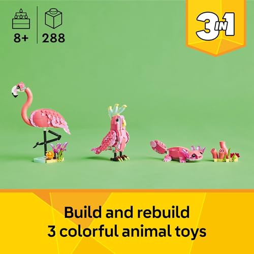 LEGO CREATOR 3 EN 1 ANIMALES SALVAJES JUGUETE DE CONSTRUCCIÓN DE ANIMALES DE FLAMENCO ROSA JUEGO CON 3 OPCIONES - 2