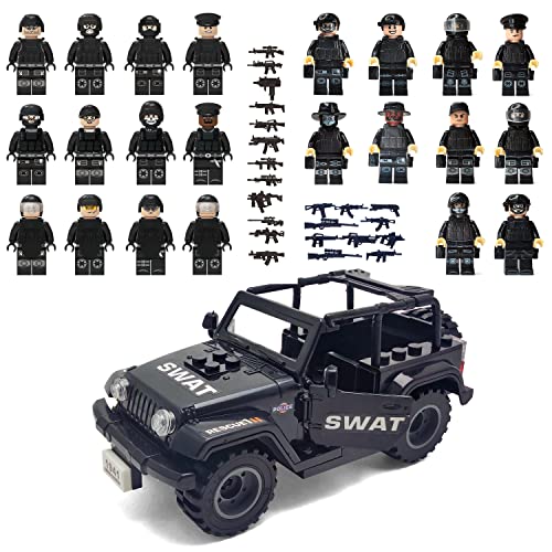 TOYSVILL SWAT JUEGO DE BLOQUES DE CONSTRUCCIÓN DE POLICÍA MILITAR SUV MINIFIGURAS DE SOLDADOS 22 PIEZAS CON ARMAS - 1