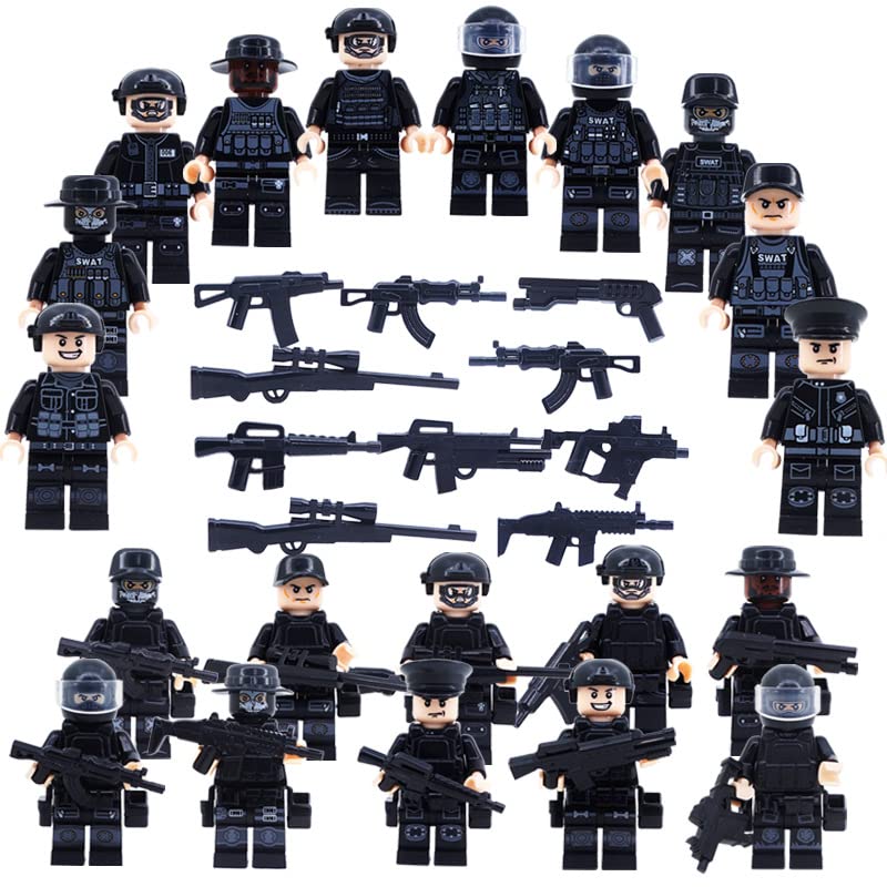 TOYSVILL SWAT JUEGO DE BLOQUES DE CONSTRUCCIÓN DE POLICÍA MILITAR SUV MINIFIGURAS DE SOLDADOS 22 PIEZAS CON ARMAS - 3