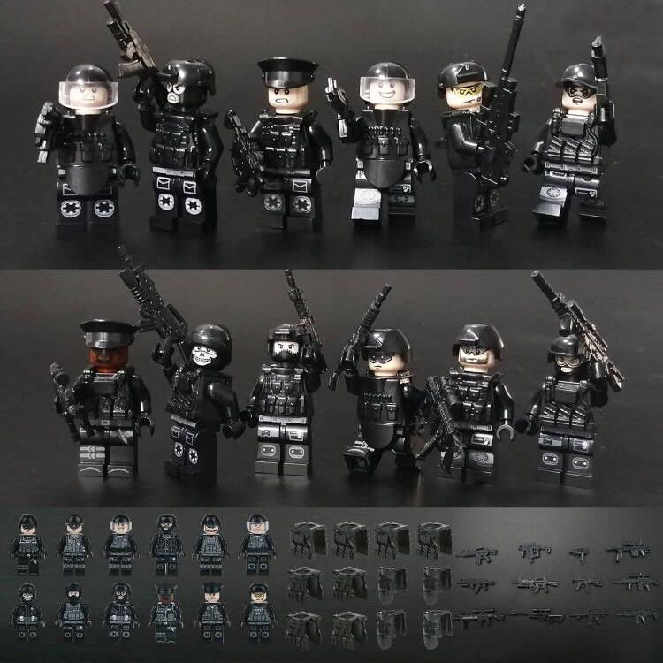 TOYSVILL SWAT JUEGO DE BLOQUES DE CONSTRUCCIÓN DE POLICÍA MILITAR SUV MINIFIGURAS DE SOLDADOS 22 PIEZAS CON ARMAS - 6