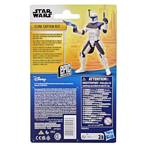 STAR WARS EPIC WORLD OF ACTION CLONE CAPTAIN REX FIGURA DE ACCIÓN DE 4 PULGADAS Y 2 ACCESORIOS JUGUETES AHSOKA PARA NIÑOS - 4